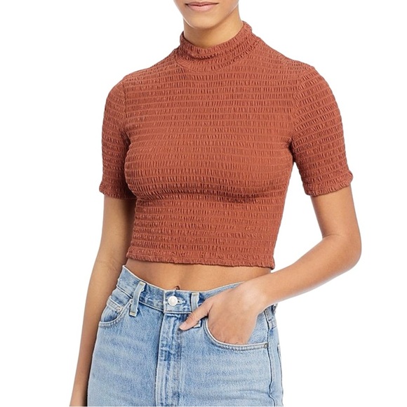 NWOT A.L.C. ‘Dana’ Smocked Mock Neck Crop Top in “Deep Amber” Size XS - Picture 6 of 14